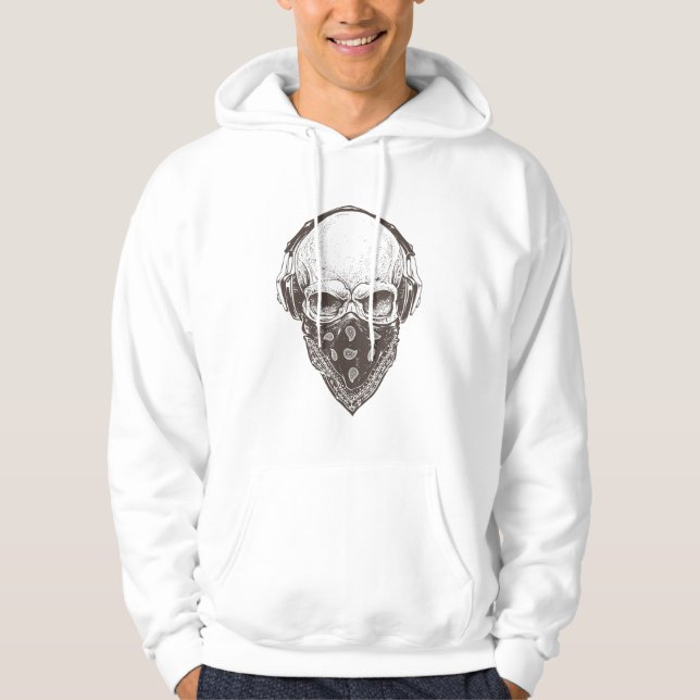 Skull with Paisley Bandanna - Halloween Hoodie (Front)