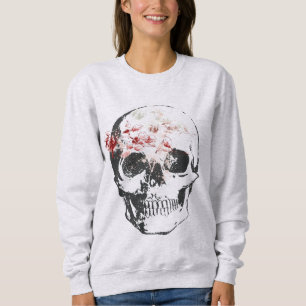 Skull With Pen and Ink Roses Sweatshirt