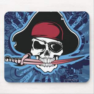 Skull with pirate's hat, eyepatch and sword mouse mat