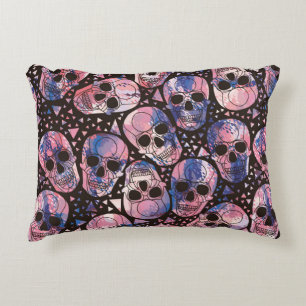 Skull with polygonal ornament. Halloween. Seamless Decorative Cushion