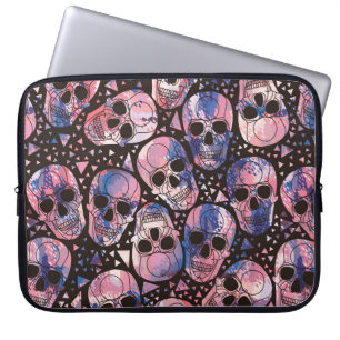 Skull with polygonal ornament. Halloween. Seamless Laptop Sleeve