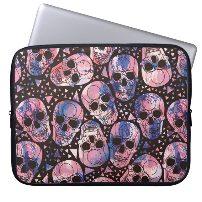 Skull with polygonal ornament. Halloween. Seamless Laptop Sleeve (Front)