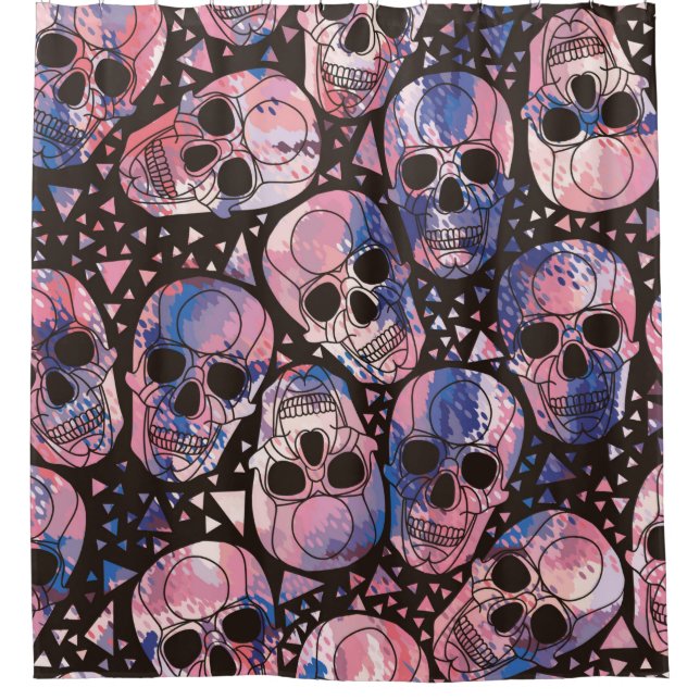 Skull with polygonal ornament. Halloween. Seamless Shower Curtain (Front)