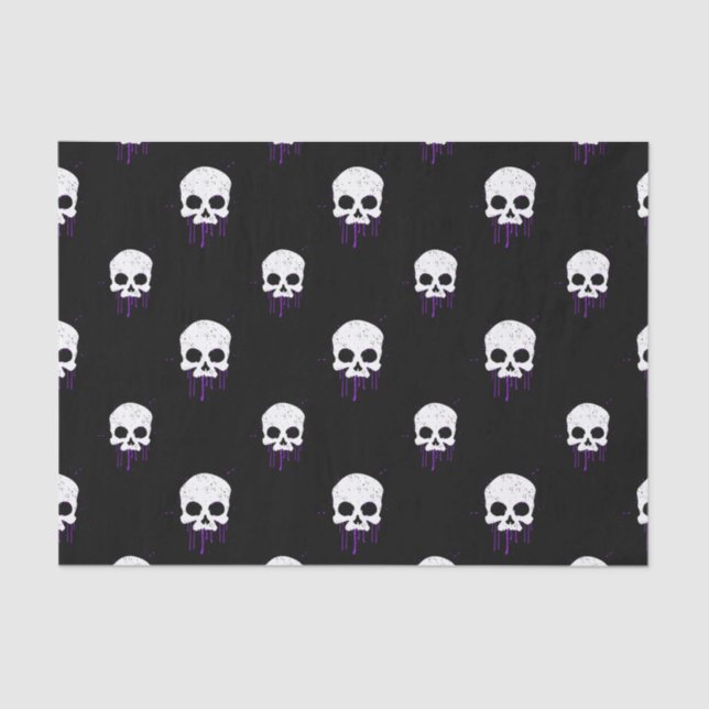 Skull with Purple Drips Tissue Paper (Front)
