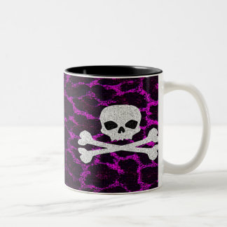 Skull with Purple Leopard Print Two-Tone Coffee Mug