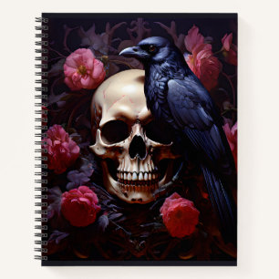 Skull with Raven and Roses Notebook