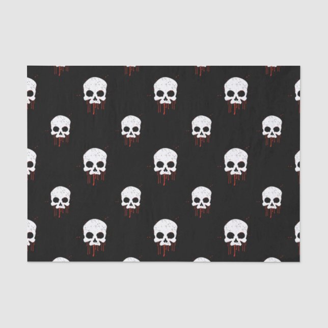 Skull with Red Drips Tissue Paper (Front)