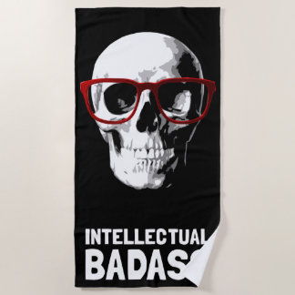 Skull with Red Glasses – Intellectual Badass Beach Towel