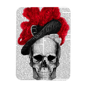 Skull with Red Hat Magnet