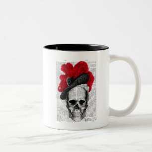 Skull with Red Hat Two-Tone Coffee Mug