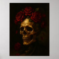 Skull with Red Roses