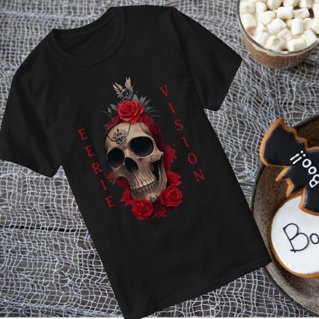 Skull with red roses T-Shirt (Creator Uploaded)