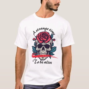 Skull with Rose – Dark Gothic Floral Design T-Shirt