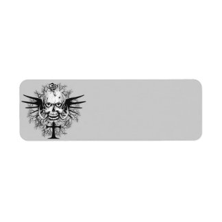 Skull With Rose, Horns, Cross, Wings Illustration
