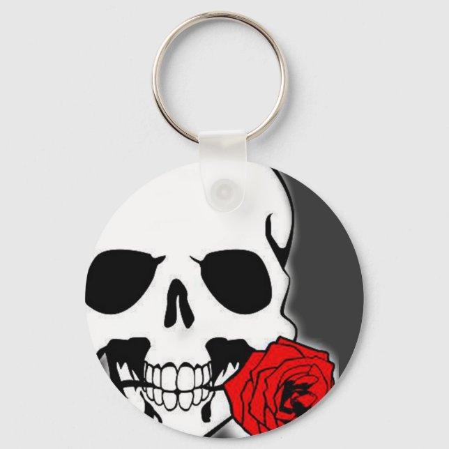 Skull with Rose Key Ring (Front)