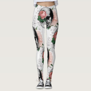 Skull with rose leggings