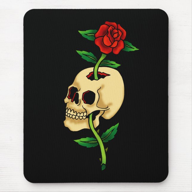 Skull with Rose Mouse Mat (Front)