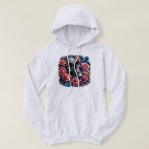 Skull with Roses and Bluebird Hoodie