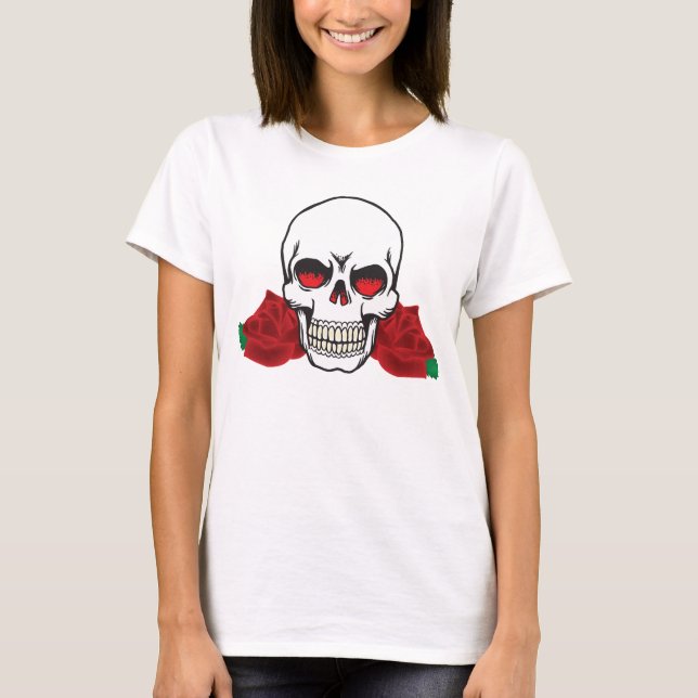Skull with Roses Tattoo  Design Customisable Shirt (Front)