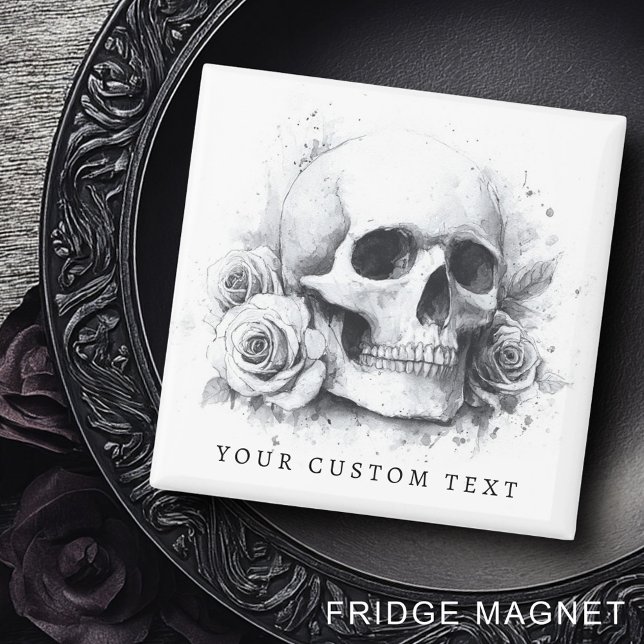 Skull with roses watercolor painting magnet (Skull with roses watercolor painting magnet)