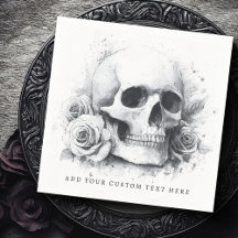 Skull with roses watercolor painting