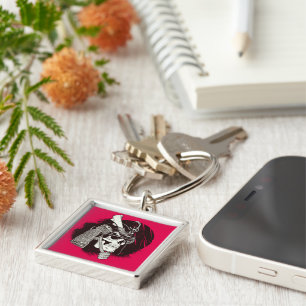 Skull With Samurai Helmet Key Ring
