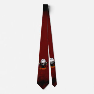Skull with sharp, menacing teeth tie
