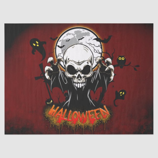 Skull with sharp, menacing teeth tissue paper (Front)