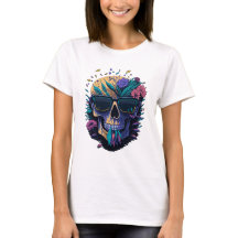 Skull with Sunglasses and Flowers