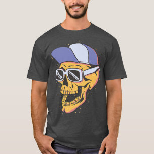 Skull With Sunglasses And Hat Skeleton Glasses Pre T-Shirt