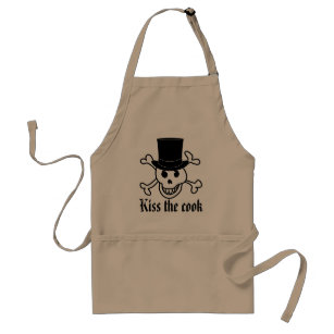 Skull with top hat   Cool BBQ apron for men