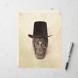 Skull With Top Hat Gothic Vintage Beige Texture