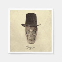 Skull With Top Hat Gothic Vintage Sepia Texture