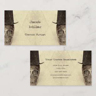 Skull With Top Hat Sepia Vintage Tattoo Shop Business Card