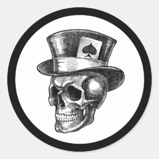 Skull with Tophat Classic Round Sticker
