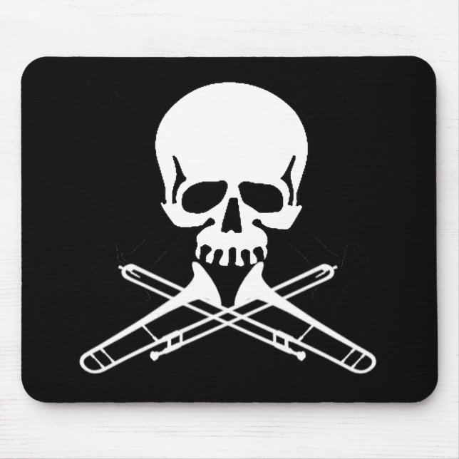 Skull with Trombones as Crossbones Mouse Mat (Front)