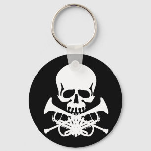 Skull with Trumpets as Crossbones Key Ring