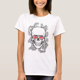 Skull with Union Jack sunglasses and chains T-Shirt