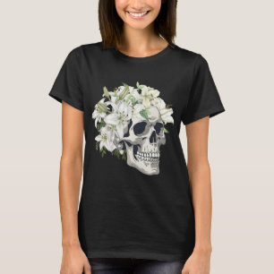 Skull with White Lilies WOMEN'S T SHIRT