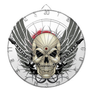 Skull with Wings and Guitars Dartboard