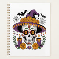 Skull with Witch Hat Halloween Vector