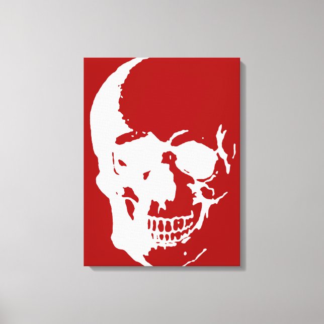 Skull Wrapped Canvas - White & Red Fantasy Art (Front)