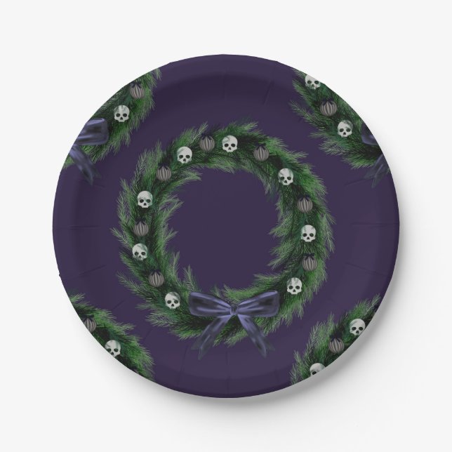 Skull Wreath Paper Plate (Front)