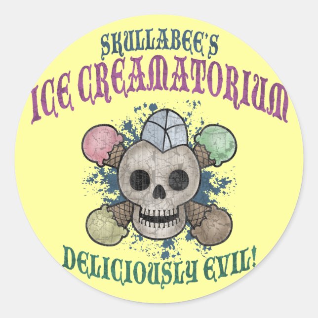 Skullabee's Ice Creamatorium Classic Round Sticker (Front)