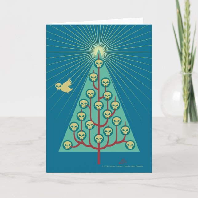 Skullbirds Christmas Tree Holiday Card (Front)