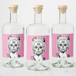 SKULLHEAD WOMAN LIQUOR BOTTLE LABEL