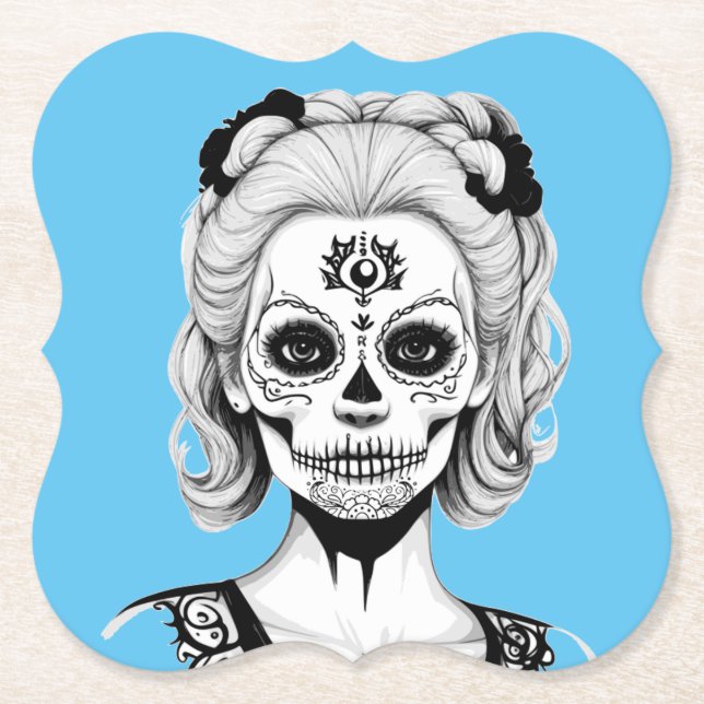 SKULLHEAD WOMAN  PAPER COASTER (Front)