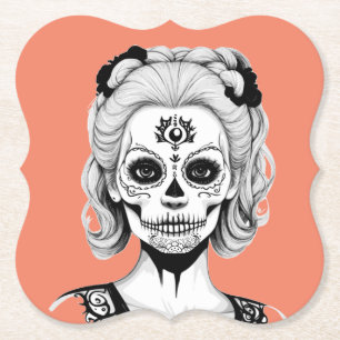 SKULLHEAD WOMAN PAPER COASTER