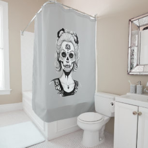 SKULLHEAD WOMAN SHOWER CURTAIN
