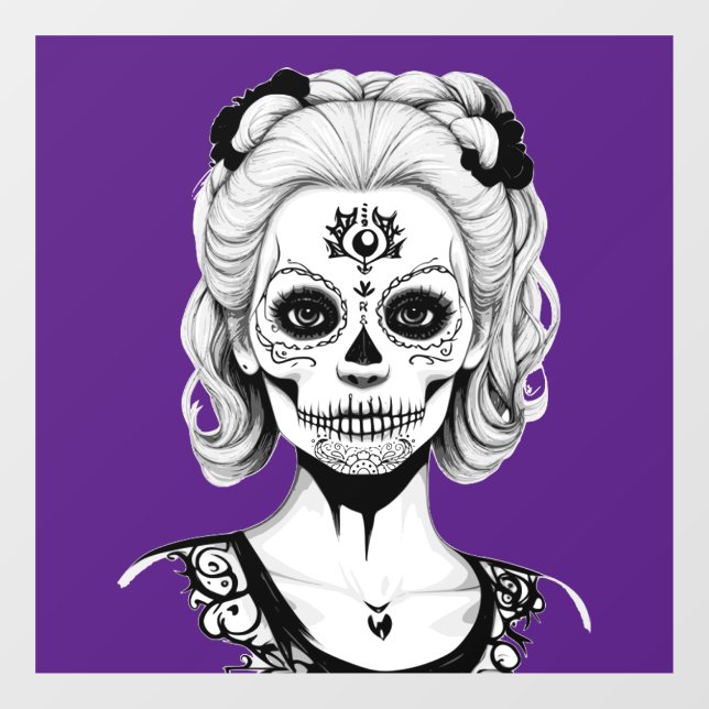 SKULLHEAD WOMAN WINDOW CLING (Sheet)